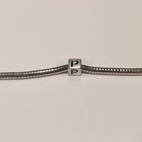 Silver P Spacer Charm for Pandora Style Bracelet - Picture 4 of 5